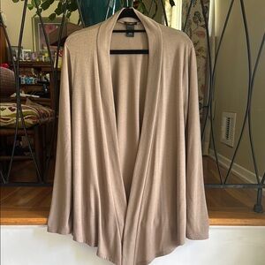 Ann Taylor Large Light-weight Open Front Cardigan in Sandstone
